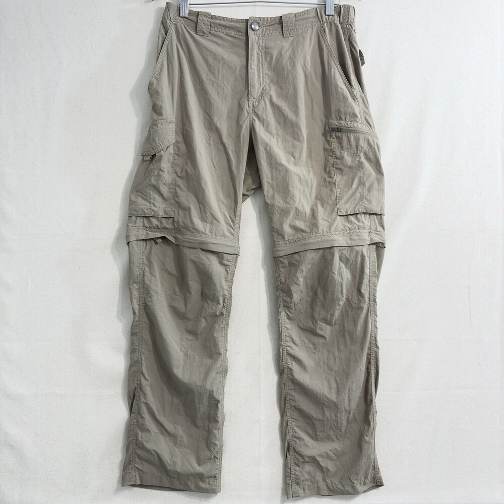 Columbia Pants Men's 32x30 Beige Tan Convertible Zip Off Cargo Hiking Fits